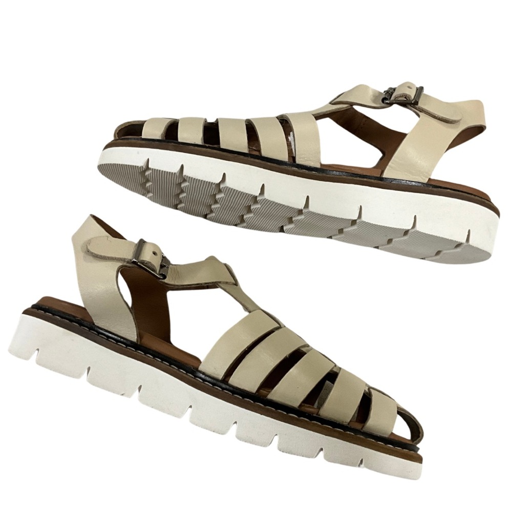 Roolee Beige Leather Fisherman’s Sandal, New in Box - Picture 2 of 8